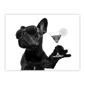 Hund med drink, sort