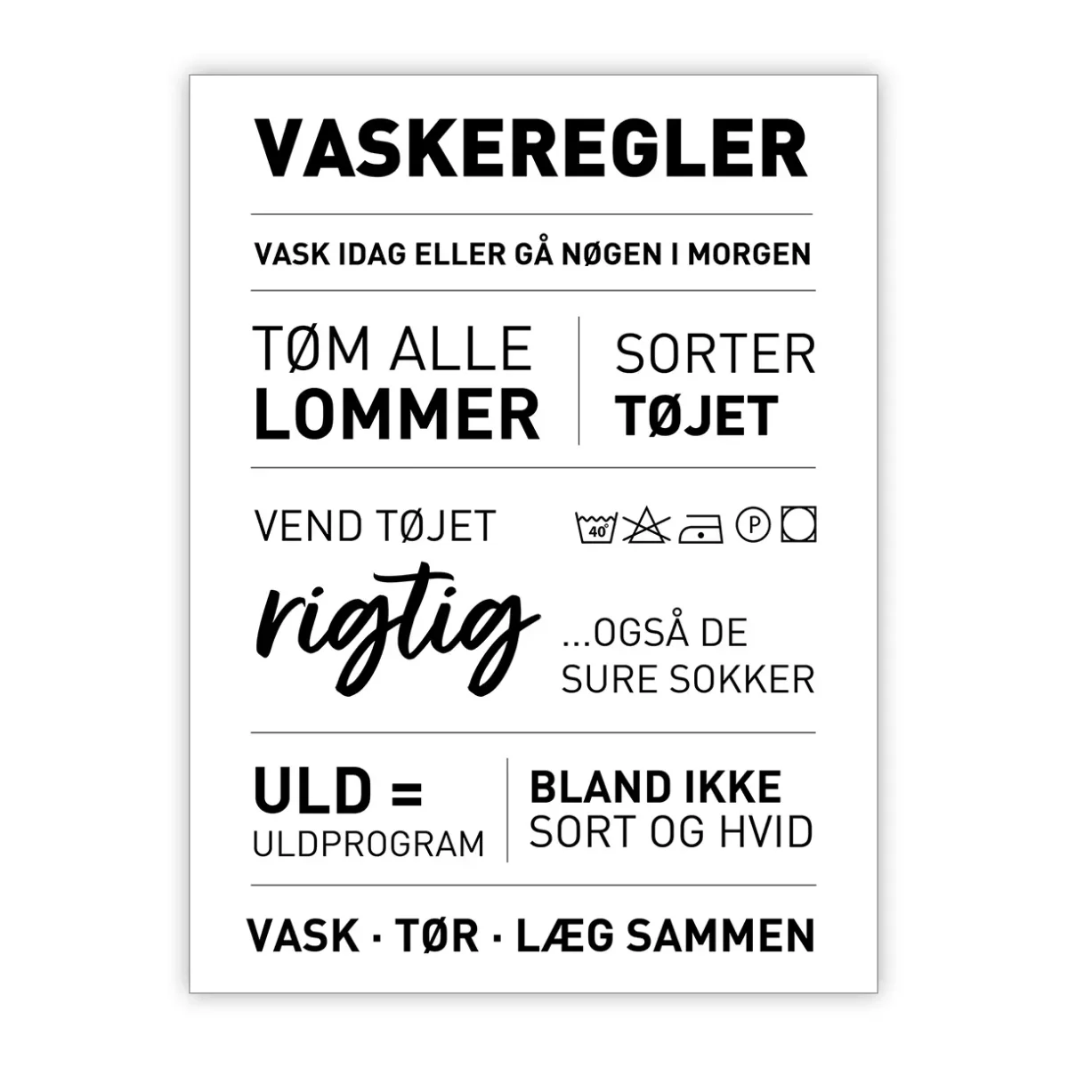 Wordle | Plakat Vaskeregler