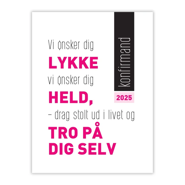 Konfirmand, vi nsker dig lykke - pink