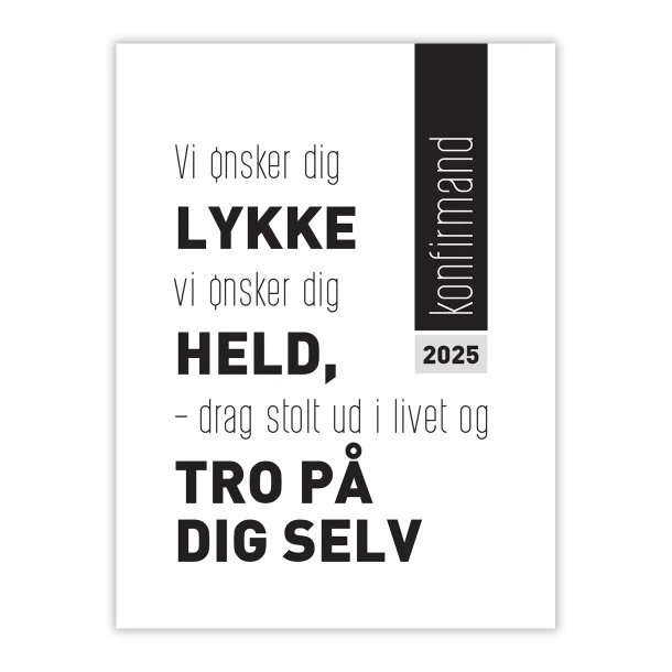 Konfirmand, vi nsker dig lykke - sort